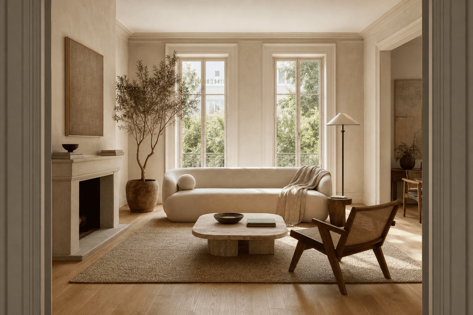Warm minimal living room design